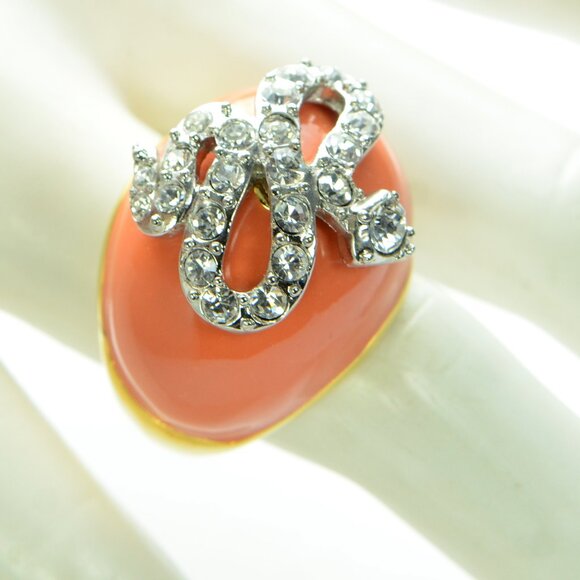 Kenneth Jay Lane KJL Enamel & Crystal Snake Cocktail Ring